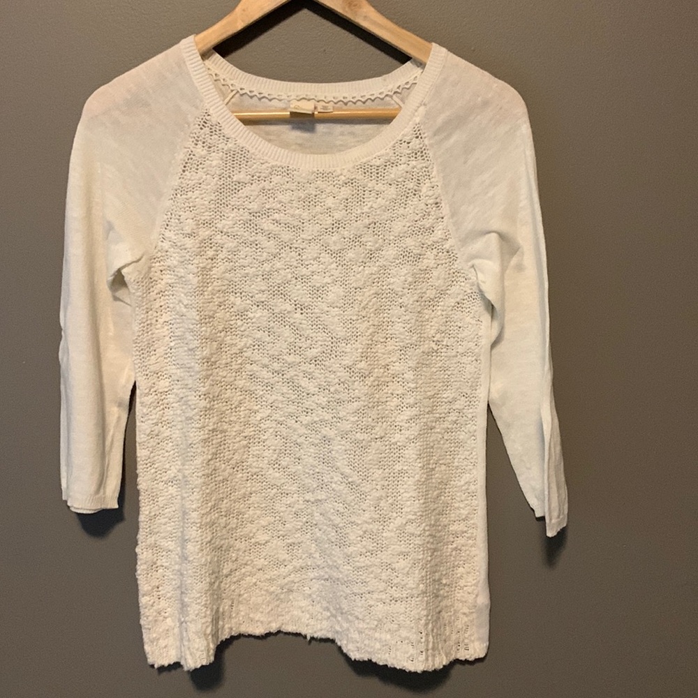 Anthropologie cream/ivory cotton lightweight sweater.  Size S